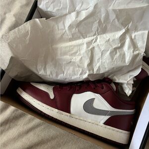 Air Jordan 1 Lows in Burgundy, Grey and White